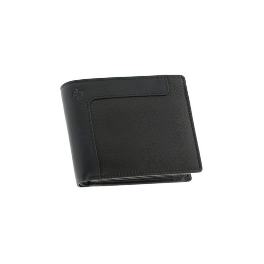 Cartera Hombre americana y Monedero Negro 100% Piel Adapell Mod Curve