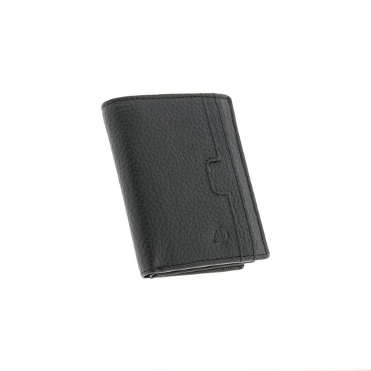 Cartera Hombre Monedero Negro 100% Piel Adapell Mod Vincent