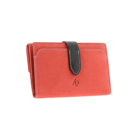 Cartera Rfid Rojo 100% Piel Adapell Pocket