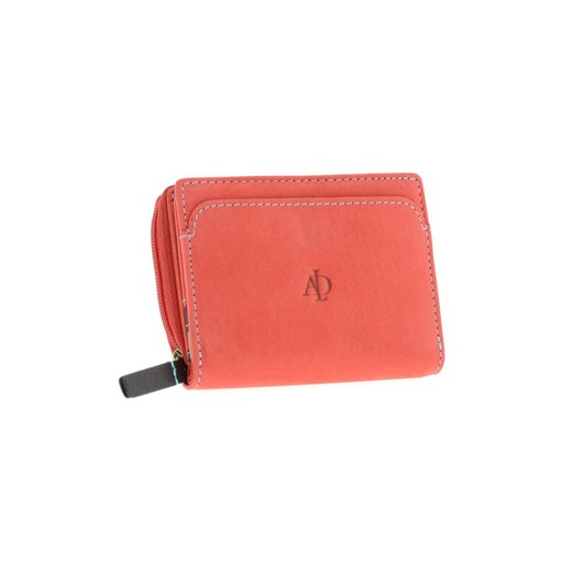 Cartera Rfid Rojo 100% Piel Adapell Pocket