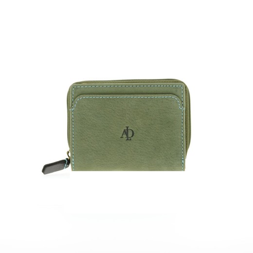 Cartera Rfid Verde 100% Piel Adapell Pocket