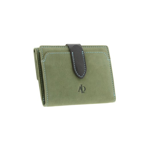 Cartera Rfid Verde 100% Piel Adapell Pocket