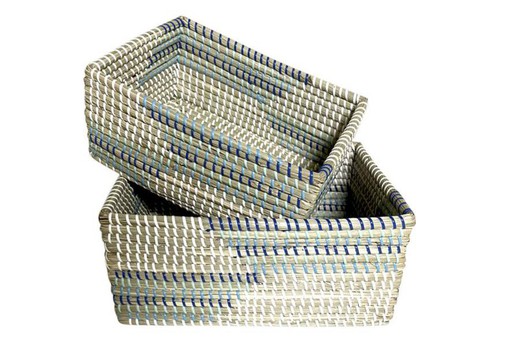 Cesta Caja Set 2 Seagrass color turquesa