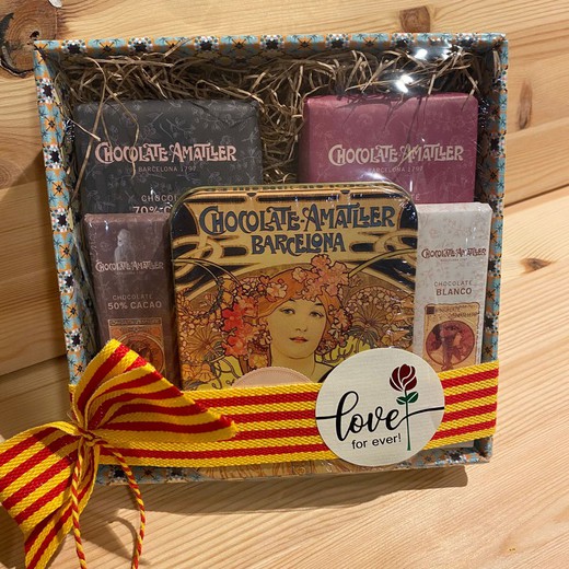 Cesta Regalo Sant Jordi Chocolate Leche Amatller