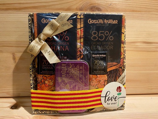 Cesta Regalo Sant Jordi Chocolate Negro Amatller