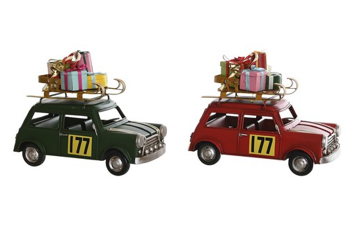 Coche Vintage Metálico Navidad Regalo 25x12x19