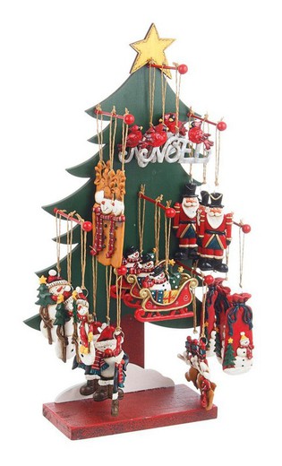 Colgante Arbol Navidad Resina Papa Noel Bizzotto