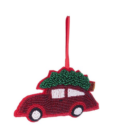 Colgante Arbol Navidad Tela Diseño Coche Bizzotto