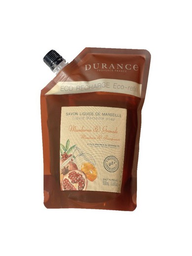 Eco-recarga jabón de Marsella líquido Mandarina y Granada 500 mL Durance