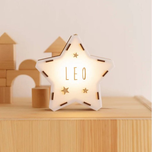 Estrella Luminosa Madera Nombre Personalizable Vintiun