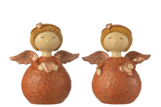 Figura Angel Navidad Corazón Cobre Grande Jolipa