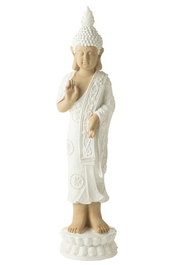 Figura Buda de Pie Blanco Beig Decoración