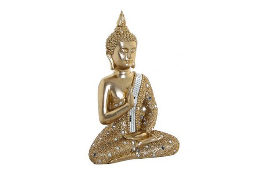 Figura Buda Decoración Dorado Mediano