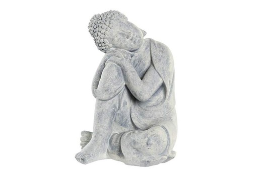 Figura buda decoración gris claro mediano resina