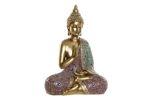 Figura Buda Dorado Turquesa Decoración Grande