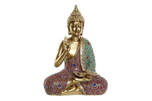 Figura Buda Dorado Turquesa Decoración Pequeño