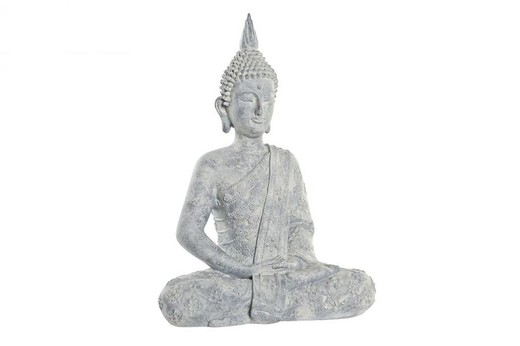 Figura buda sentado decoración mediano gris claro resina