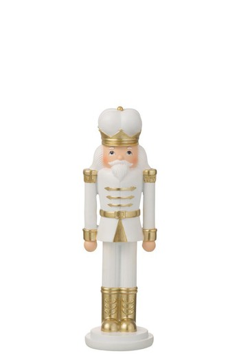 Figura Cascanueces Navidad Blanco y Dorado Mediano decoración de navidad para casa