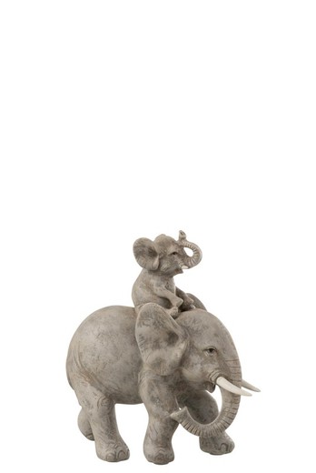 Figura Decorativa Elefantes Gris Jolipa