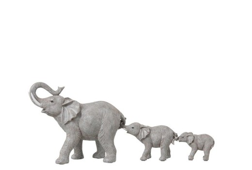 Figura Decorativa Familia Elefante Gris Jolipa