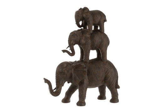 Figura Elefante Familia Decoración Resina Marrón Alta Calidad