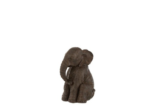 Figura Elefante Sentado Decoración Resina Marrón Alta Calidad