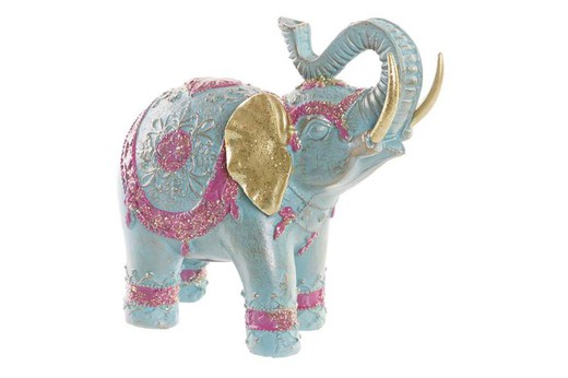 Figura elefante trompa arriba turquesa
