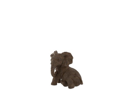 Figura Elefante Acostado Decoración Resina Marrón Alta Calidad