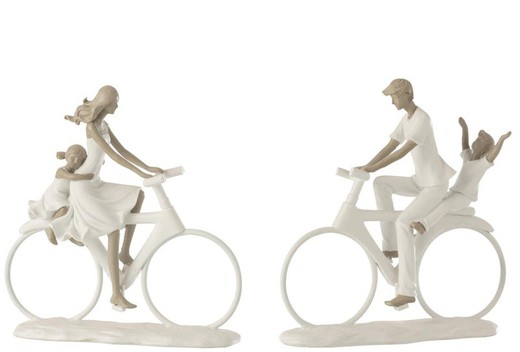 Figura familia en bicicleta blancos y dorados Jolipa