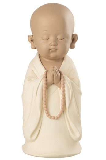 Figura Monje Zen Beige Decoración de Pie