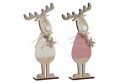 Figura navidad madera reno con led 33 cms decoración de navidad para casa