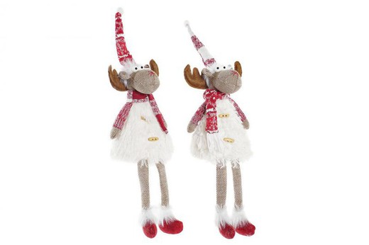 Figura Navidad Peluche Reno Blanco Rojo Mediano decoración de navidad para casa