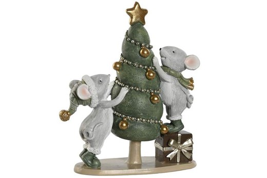 Figura Navidad Resina 12X5X14,5 Ratón Ideal Regaloes Verde