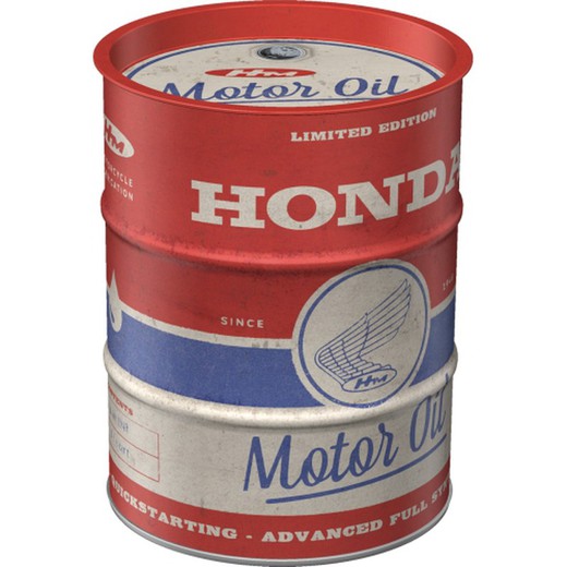 Hucha Metal Barril Honda Motor Oil Retro Vintage