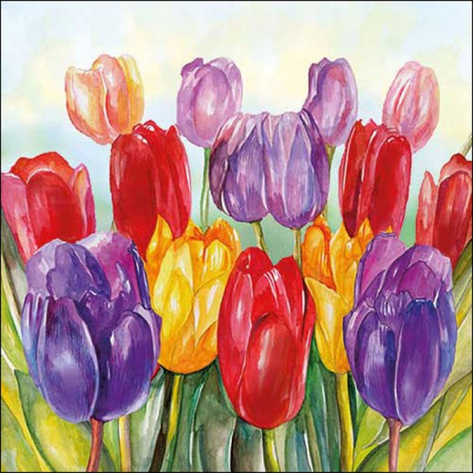 Juego 20 Servilletas Colourful Tulipanes Ambiente