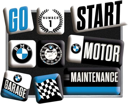 Juego 9 Imanes BMW Motor Retro Vintage