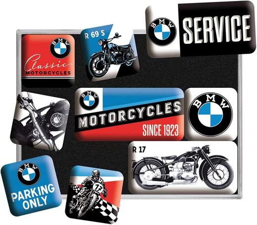 Juego 9 Imanes BMW Motorcycles Retro Vintage