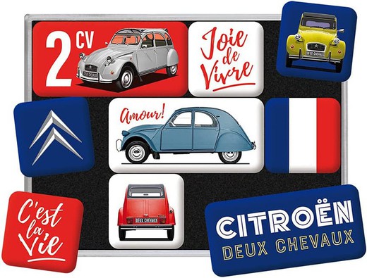 Juego 9 Imanes Citroen 2CV C'est la vie Retro Vintage