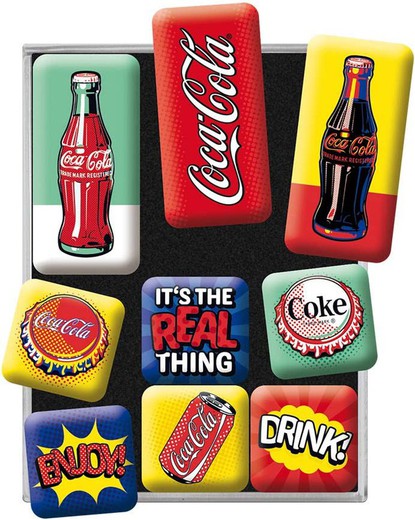 Juego 9 Imanes Coca Cola Pop Art Retro Vintage