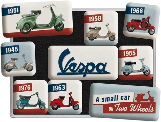 Juego 9 Imanes Vespa Model Chart Retro Vintage