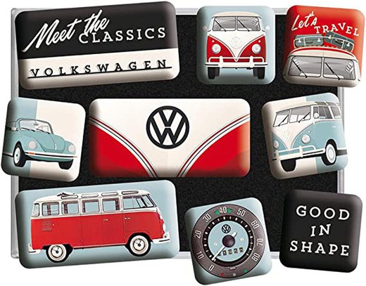 Juego 9 Imanes Volkswagen VW Meet The Classics Retro Vintage