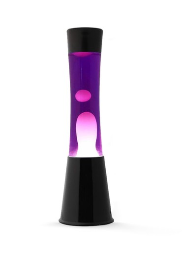 Lámpara de Lava 40 cm Base Negra Liq Morado y Cera Blanca I Total Regalo