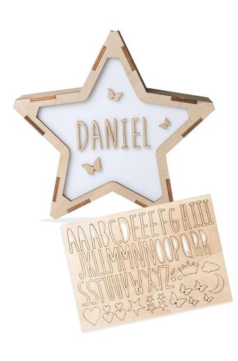 Lámpara Estrella Luminosa Con Kit De Letras Nombre Personalizable Vintiun