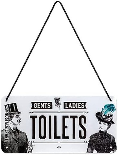 Letrero colgante Puerta Cuidado Ladies & Gentlemen Toilets Retro Vintage