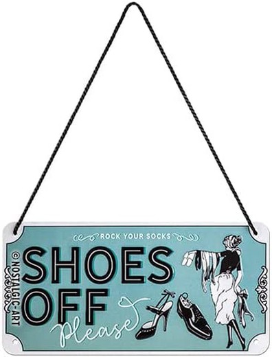 Letrero colgante Puerta Cuidado Shoes Off Retro Vintage