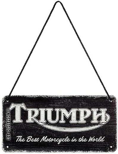 Letrero colgante Puerta Triumph Logo Black Wood Retro Vintage