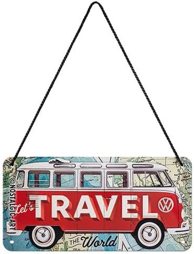 Letrero colgante Puerta Volkswagen VW Bulli Let's Travel The World Retro Vintage