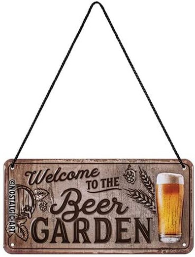 Letrero colgante Puerta Welcome to the beer garden Retro Vintage