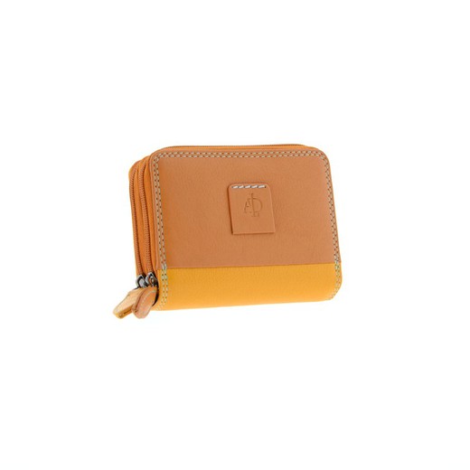 Monedero Cremallera (departamentos) Cuero Golden Oak 100% Piel Adapell Anette