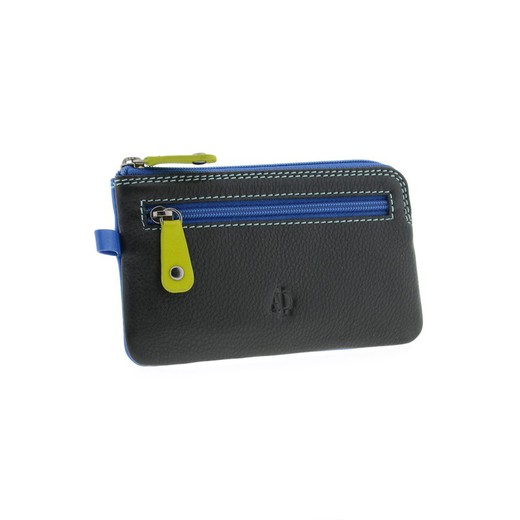 Monedero Cremallera Negro combi 100% Piel Adapell